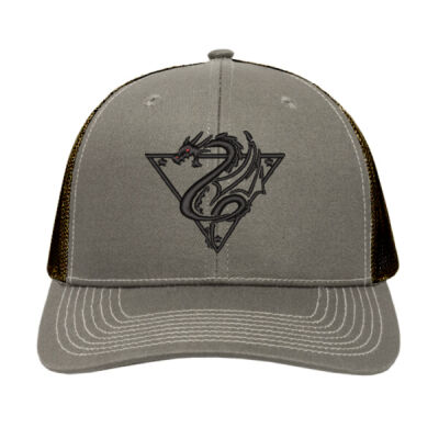 NJSP "Dragon Tattoo" Trucker Cap Black Stitch - Olive Premium Modern Trucker Thumbnail