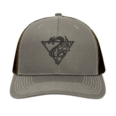 NJSP "Dragon Tattoo" Trucker Cap White Stitch - Olive or Black Premium Modern Trucker Thumbnail